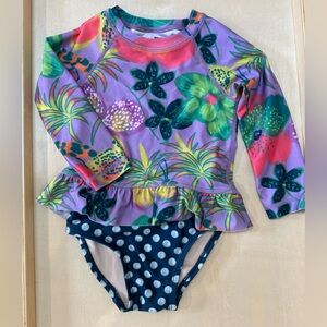 Tea Collection Purple and Blue Floral Kids Swim Set